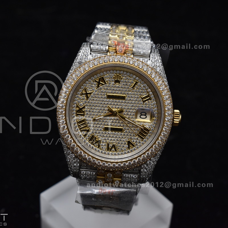 TWD 41mm Best Version Diamond DateJust Roman Dial 2 Tone Yellow Gold